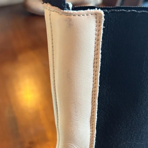 Maeve Chelsea Biker Lug Sole Black and Cream Winter Boots - Picture 6 of 7